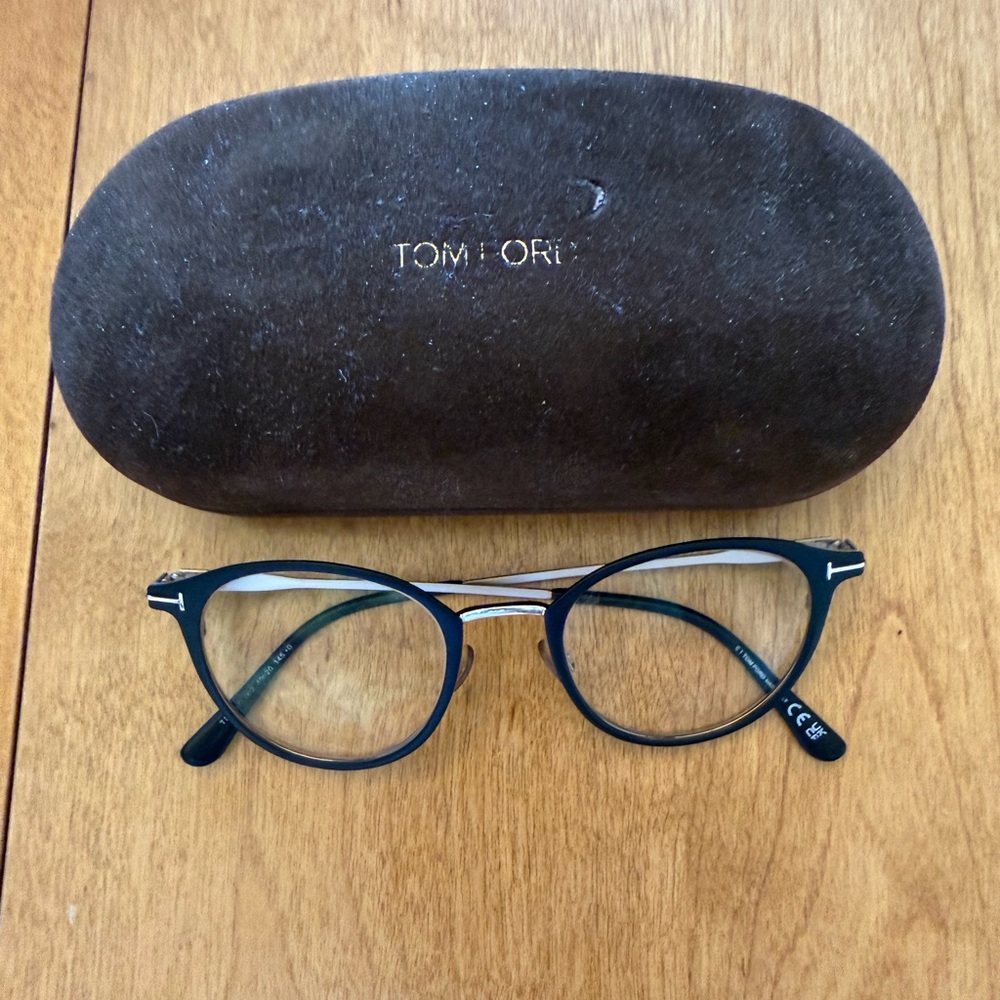 Tom Ford Dark Eyeglasses with Brown Case